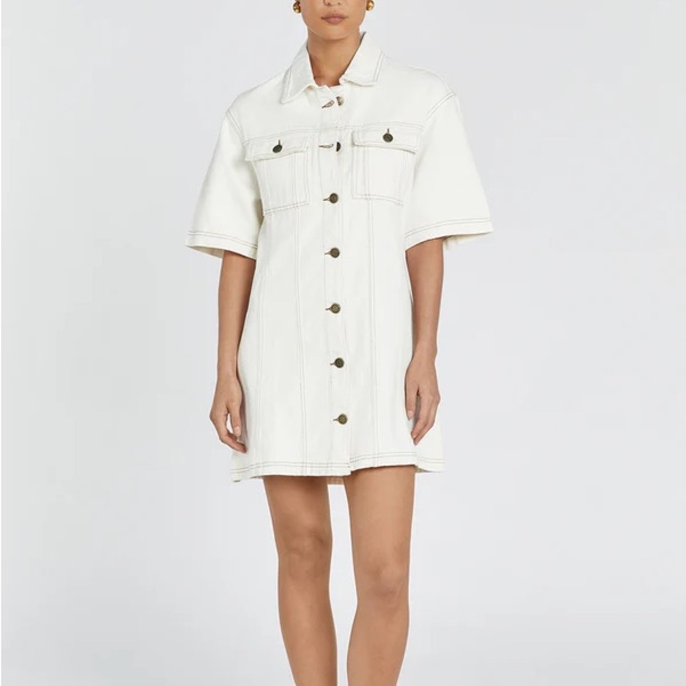 DISSH ALFRED CREAM DENIM MINI DRESS